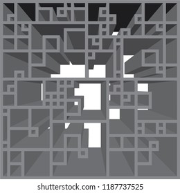 Distorted 3D square shape, extruded into the distance