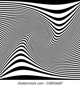 Distorted abstract monochrome pattern of asymmetric / irregular lines