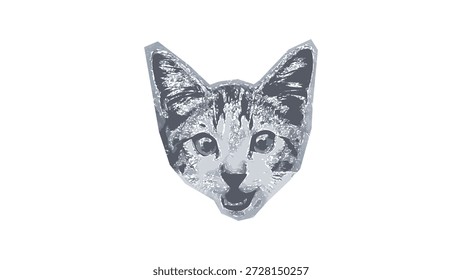 Face de gato artística distorcida com efeito de estilo de textura abstrata