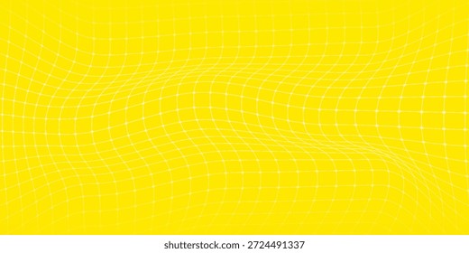 Plano de fundo distorcido com gaiola branca em amarelo. Padrão psicodélico abstrato com riscas onduladas doodle. 