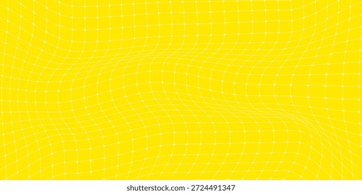 Plano de fundo distorcido com gaiola branca em amarelo. Padrão psicodélico abstrato com riscas onduladas doodle. 