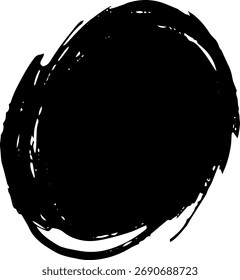 Verzerrte schwarze kreisförmige Farbe Fleck oder Kritzel Textur auf weißem Hintergrund.
