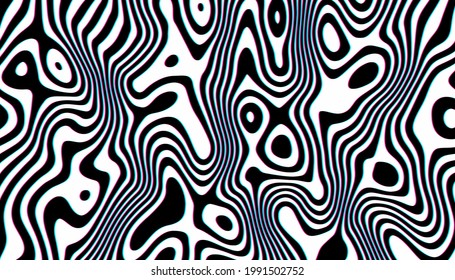 Distorted black ink stripes optical illusion background