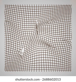 Distorted brown grid pattern with warped squares on a light gray background vector
