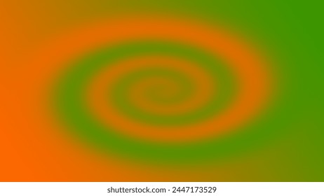 Verzerrtes Zentralwirbel in Orange und Grün. Landschafts-Ausrichtung.
