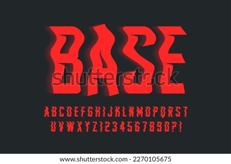 Distorted characters design, wavy distorted original type. Curvy alphabet 