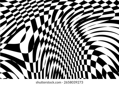 Distorted Checkerboard Optical Illusion Abstract Pattern