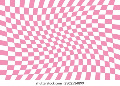 Distorted  checkerboard seamless pink pattern