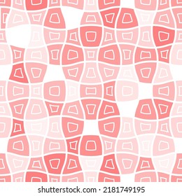 Distorted Checkered Pattern in Cream Pink Halftones. Vector geometric seamless texture baby pastel colored parts. Checkered vector illustration.