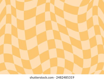 Distorted checkered pattern. Groovy retro hippie seamless pattern. Retro style psychedelic Trendy 70s style. Trippy checkerboard Vintage background. Distorted geometric pattern. Abstract monochrome.