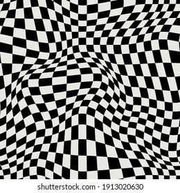 DISTORTED CHECKERED PATTERN. VECTOR SEAMLESS PATTERN