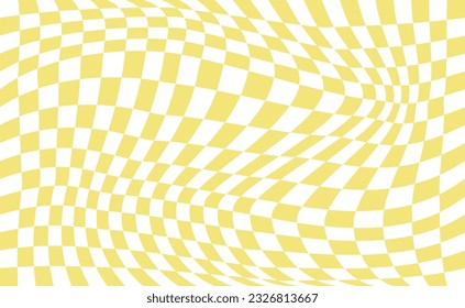 Verzerrter, hellgelber Hintergrund.  Verdrillte und verzerrte Vektorstruktur im trendy Retro-Stil