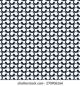 Distorted circle in monochrome pattern, seamless vector background.