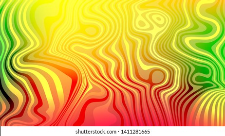 Distorted colorful background. Curved gradient lines. Vector illustration.