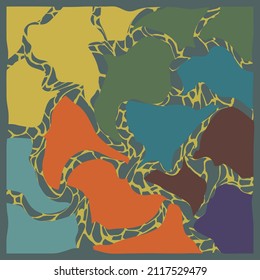 distorted colorful shapes with croc lines print pattern 
