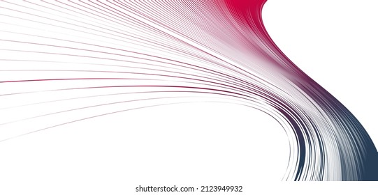 Distorted and deformed lines vector abstract background, curvature of space, 3D linear flow curve shape, science fiction.