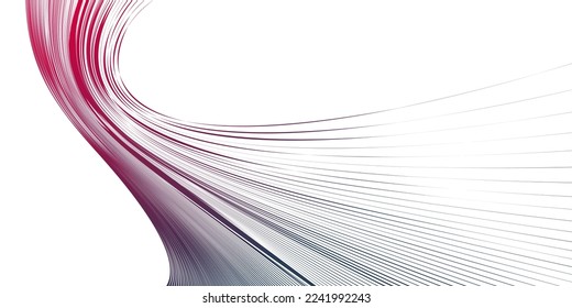 Distorted and deformed lines vector abstract background, curvature of space, 3D linear flow curve shape, science fiction.