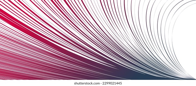 Distorted and deformed lines vector abstract background, curvature of space, 3D linear flow curve shape, science fiction.