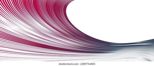 Distorted and deformed lines vector abstract background, curvature of space, 3D linear flow curve shape, science fiction.