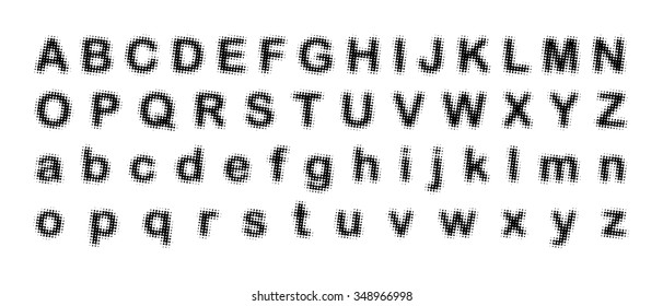 Distorted dotted font vector illustration.