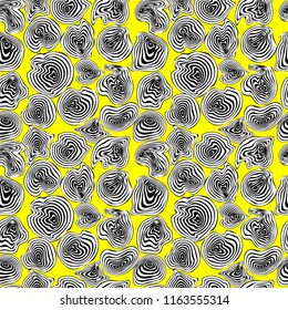 Distorted elements pattern black, white and yellow