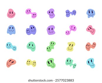 Distorted Emoji Clipart Element Set