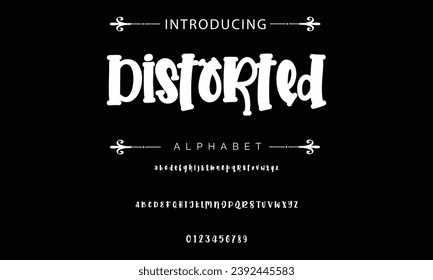 Distorted font modern bouncy typeset, lively friendly alphabet. Playful cheerful letters in Los Muertos Mexican style for menus, labels, signage, ads, crafts and comic book. Vector typographic design