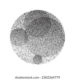 Distorted geometric circle . Minimal art design . Noise destroyed  logo . Trendy grainy shapes . Graph print texture .Spray effect .Grunge texture . Distressed element .vector 