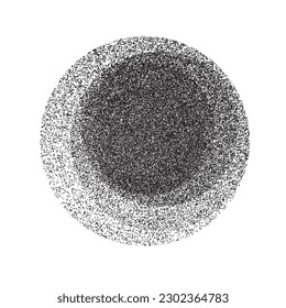 Distorted geometric circle . Minimal art design . Noise destroyed  logo . Trendy grainy shapes . Graph print texture .Spray effect .Grunge texture . Distressed element .vector 