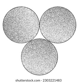 Distorted geometric circle . Minimal art design . Noise destroyed  logo . Trendy grainy shapes . Graph print texture .Spray effect .Grunge texture . Distressed element .vector 
