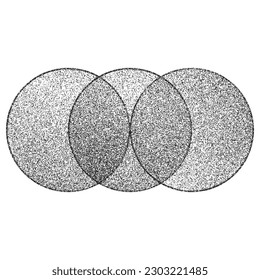 Distorted geometric circle . Minimal art design . Noise destroyed  logo . Trendy grainy shapes . Graph print texture .Spray effect .Grunge texture . Distressed element .vector 