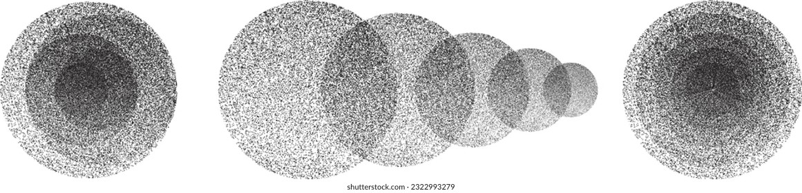 Distorted geometric circle . Minimal art design . Noise destroyed  logo . Trendy grainy shapes . Graph print texture .Spray effect .Grunge texture . Distressed element .vector 