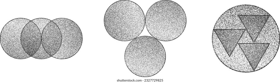 Distorted geometric circle . Minimal art design . Noise destroyed  logo . Trendy grainy shapes . Graph print texture .Spray effect .Grunge texture . Distressed element .vector 