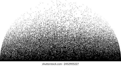 Medio círculo geométrico distorsionado. Diseño de arte minimalista . Logo destruido por ruido . Formas granuladas de moda . Gráfica de la textura de ruido de impresión .Spray efecto .Grunge textura . Elemento en dificultades .Vector 