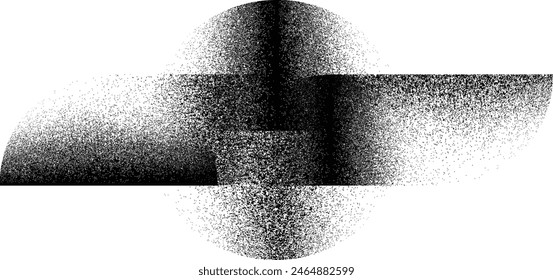 Distorted geometric half circle . Minimal art design . Noise destroyed logo . Trendy grainy shapes . Graph print noise texture .Spray effect .Grunge texture . Distressed element .vector
