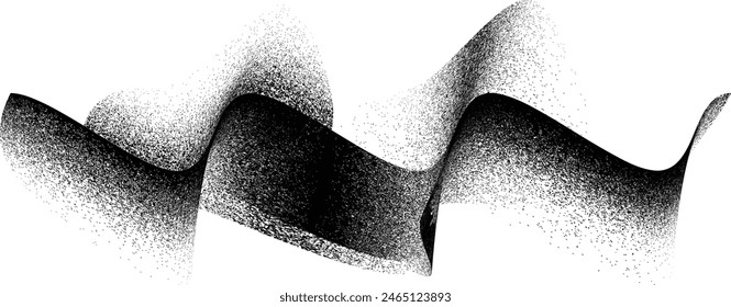 Medio círculo geométrico distorsionado. Diseño de arte minimalista . Logo destruido por ruido . Formas granuladas de moda . Gráfica de la textura de ruido de impresión .Spray efecto .Grunge textura . Elemento en dificultades .Vector 