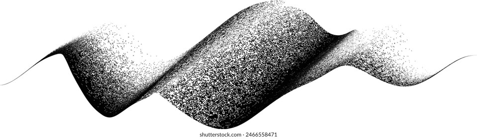 Distorted geometric half circle . Minimal art design . Noise destroyed logo . Trendy grainy shapes . Graph print noise texture .Spray effect .Grunge texture . Distressed element .vector