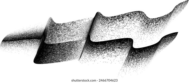 Distorted geometric half circle . Minimal art design . Noise destroyed logo . Trendy grainy shapes . Graph print noise texture .Spray effect .Grunge texture . Distressed element .vector