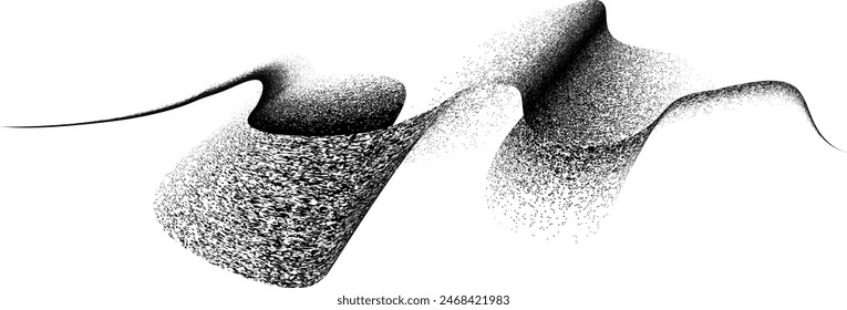 Distorted geometric half circle . Minimal art design . Noise destroyed logo . Trendy grainy shapes . Graph print noise texture .Spray effect .Grunge texture . Distressed element .vector
