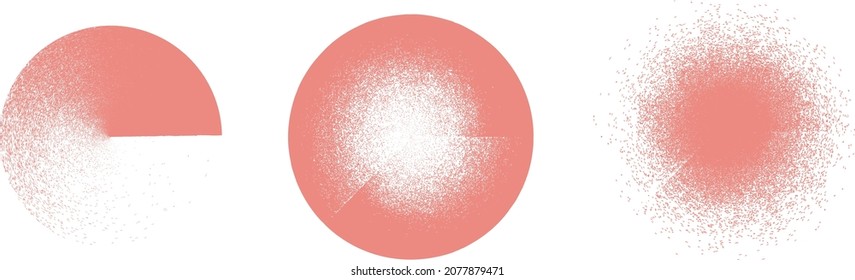Forma geométrica distorsionada . Diseño de arte mínimo. Logo del círculo destruido por el ruido. Formas de error de defecto de moda . Marco brillante. Efecto spray. Textura gruesa. Elemento con problemas .vector