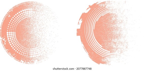 Forma geométrica distorsionada . Diseño de arte mínimo. Logo del círculo destruido por el ruido. Formas de error de defecto de moda . Marco brillante. Efecto spray. Textura gruesa. Elemento con problemas .vector