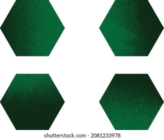 Distorted geometric shape . Minimal art design . Noise destroyed hexagon logo . Trendy grainy shapes . Graph print texture .Spray effect .Grunge texture . Distressed element .vector 