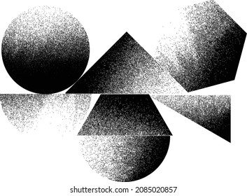 Forma geométrica distorsionada . Diseño de arte mínimo. Logo destruido por ruido. Formas de grano a la moda. Gráfica imprimir textura .Spray efecto .Grunge textura. Elemento con problemas .vector 