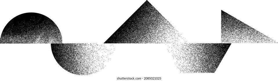 Distorted geometric shape . Minimal art design . Noise destroyed  logo . Trendy grainy shapes . Graph print texture .Spray effect .Grunge texture . Distressed element .vector 