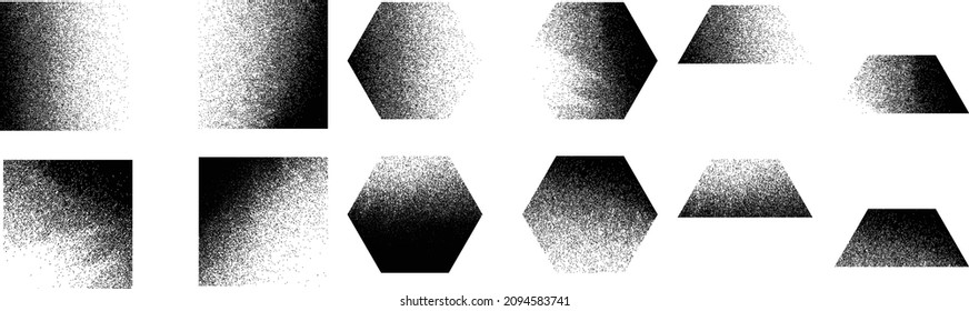 Distorted geometric shape . Minimal art design . Noise destroyed  logo . Trendy grainy shapes . Graph print texture .Spray effect .Grunge texture . Distressed element .vector 
