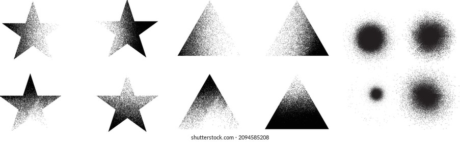 Distorted geometric shape . Minimal art design . Noise destroyed  logo . Trendy grainy shapes . Graph print texture .Spray effect .Grunge texture . Distressed element .vector 