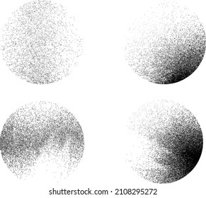 Distorted geometric shape . Minimal art design . Noise destroyed circle logo . Trendy grainy shapes . Graph print texture .Spray effect .Grunge texture . Distressed element .vector 