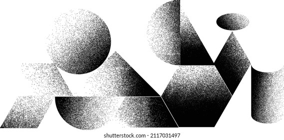 Distorted geometric shape . Minimal art design . Noise destroyed  logo . Trendy grainy shapes . Graph print texture .Spray effect .Grunge texture . Distressed element .vector 
