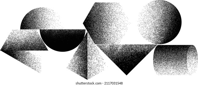 Distorted Geometric Shape . Minimal Art Design . Noise Destroyed  Logo . Trendy Grainy Shapes . Graph Print Texture .Spray Effect .Grunge Texture . Distressed Element .vector 