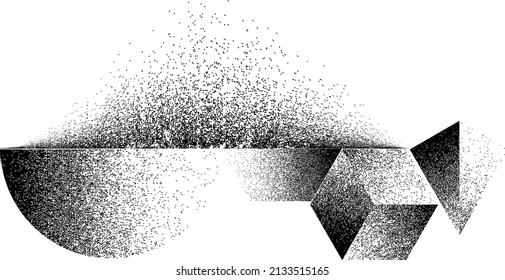 Verzerrte geometrische Form . Minimales Kunstdesign . Rauschen zerstört Logo. Trendgraue Formen. Graph Print Textur .Spray-Effekt .Grunge Textur . Distressives Element .Vektor 